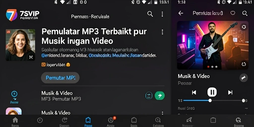 Antarmuka intuitif dan fitur canggih dari 7SVIP sebagai Pemutar MP3.