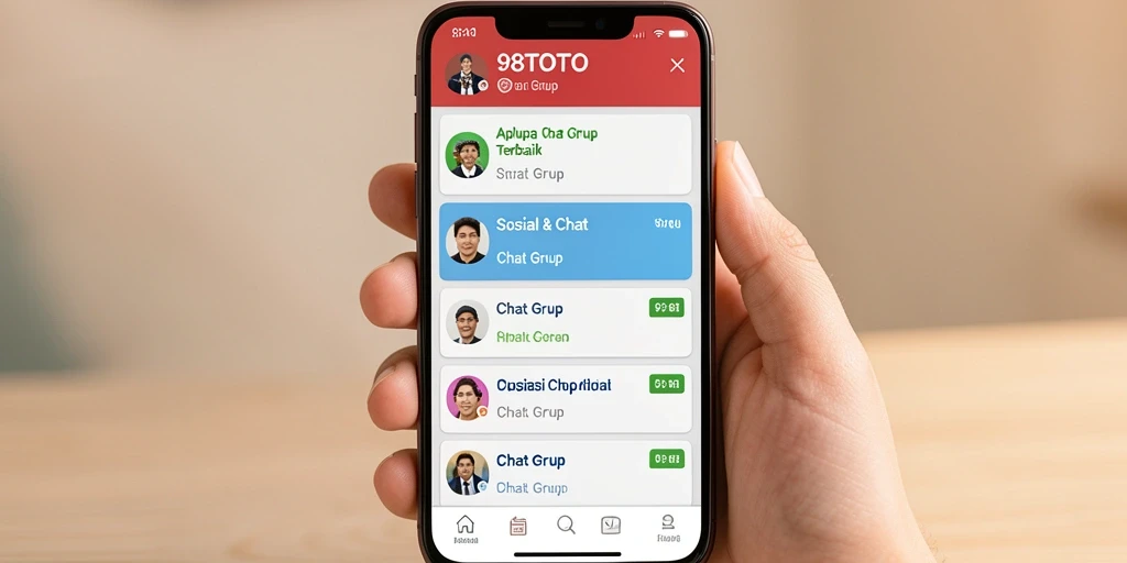 Antarmuka aplikasi 98TOTO untuk chat grup yang intuitif.