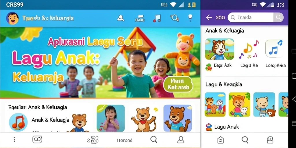 Antarmuka ceria CRS99 dengan lagu-lagu anak yang menghibur.
